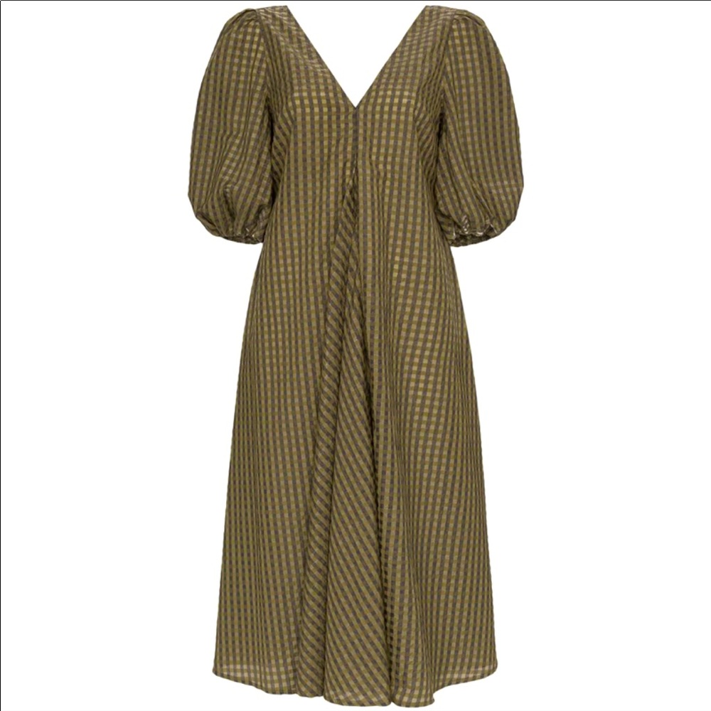 Ganni Metallic Check Midi Dress